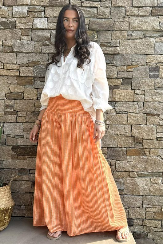 Marina Chalk Stripe Palazzo Pant Sunset -